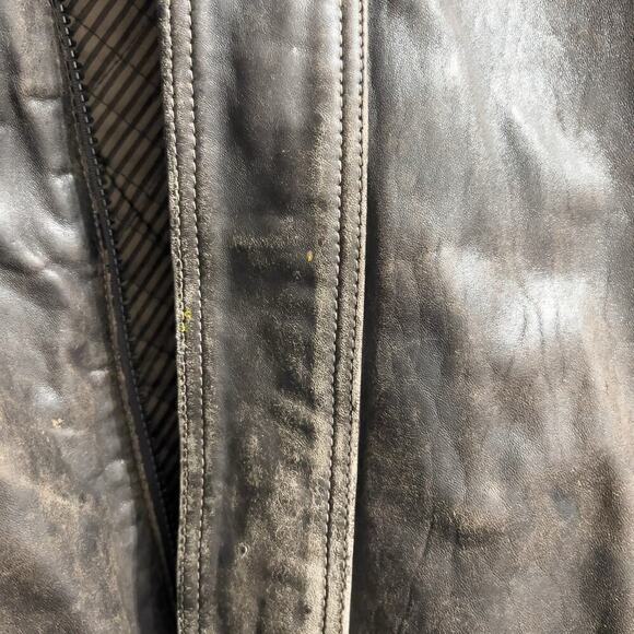 Vintage Brown Leather Bomber Large Full Zip Jacket Dad 80s 90s Distressed Heavy - Picture 13 of 15